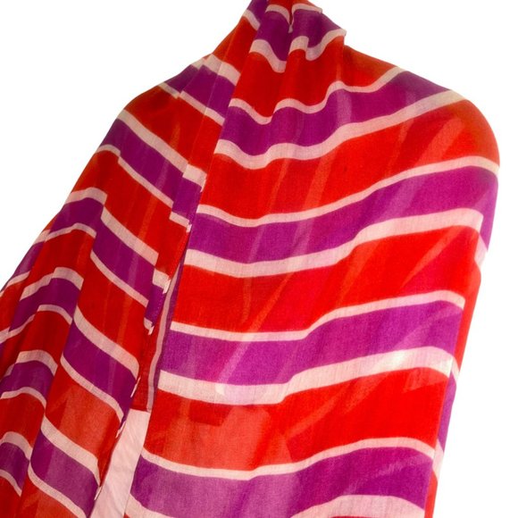 J. Crew Transitional ORANGE purple beach ball stripe polka dot scarf - Picture 4 of 4